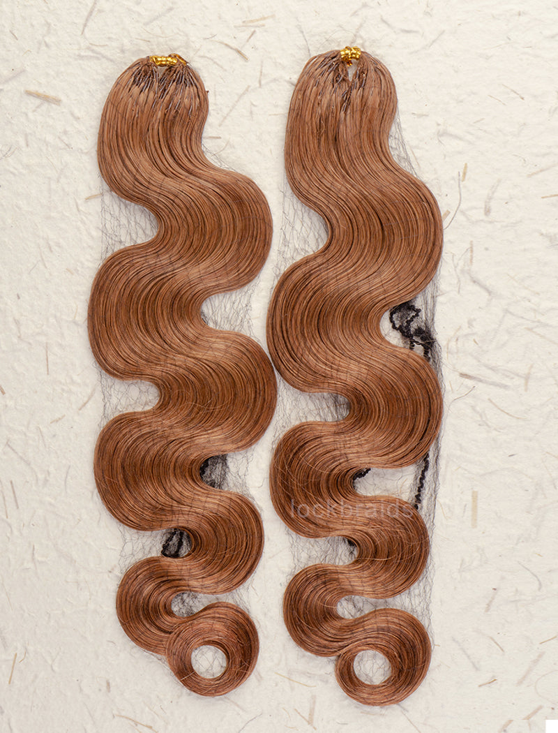 Lockbraids Knotless Pre-Separated Feather Crochet Hair Human Hair Body Wave Light Brown Color #30