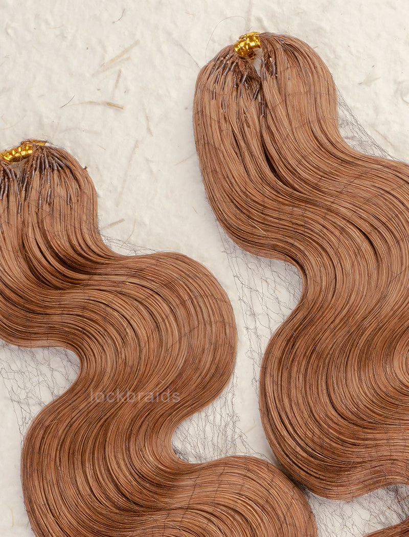 Lockbraids Knotless Pre-Separated Feather Crochet Hair Human Hair Body Wave Light Brown Color #30