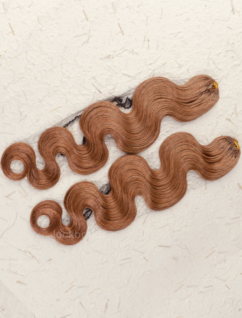Lockbraids Knotless Pre-Separated Feather Crochet Hair Human Hair Body Wave Light Brown Color #30