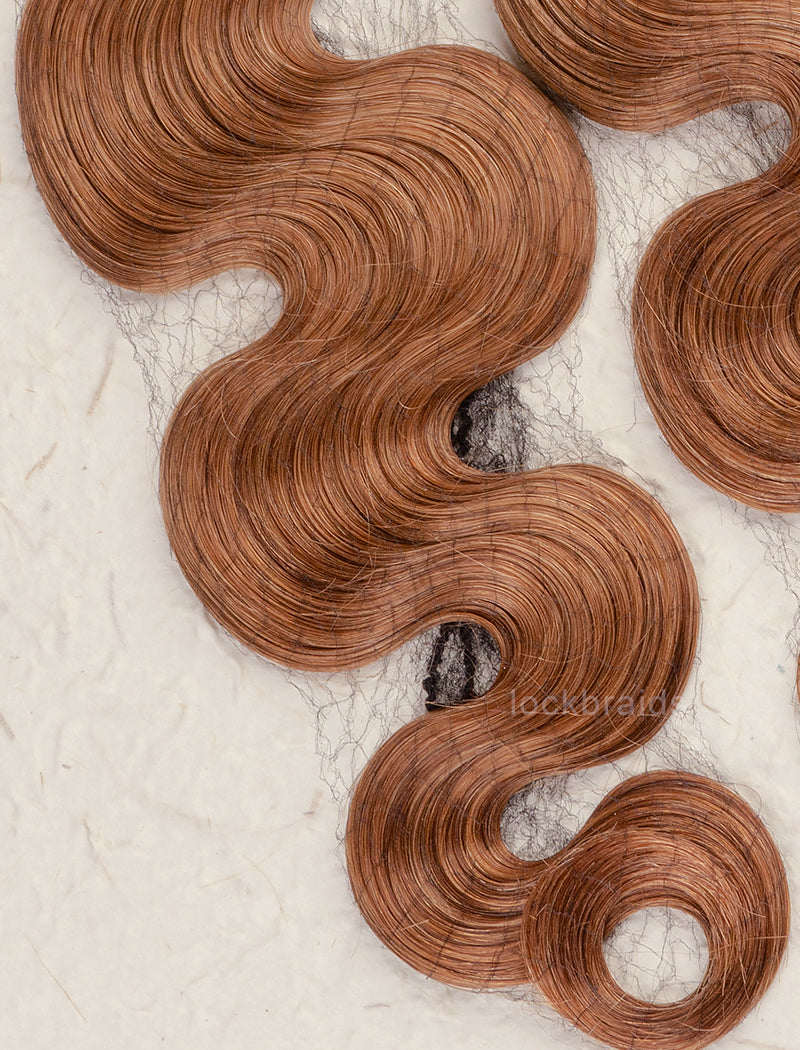 Lockbraids Knotless Pre-Separated Feather Crochet Hair Human Hair Body Wave Light Brown Color #30
