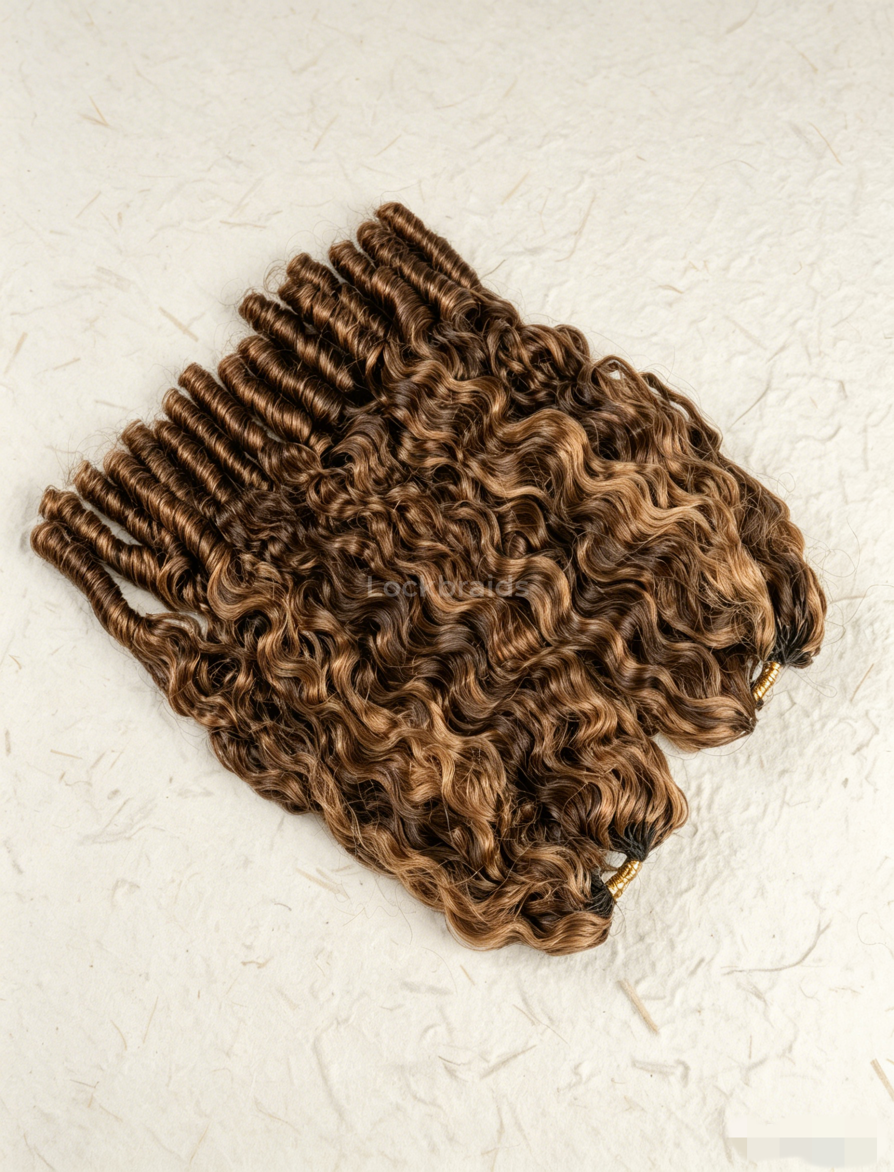 Lockbraids Knotless Pre-Separated Feather Crochet Hair Human Hair Burmese Curly Brown Color 4/30 Mixed