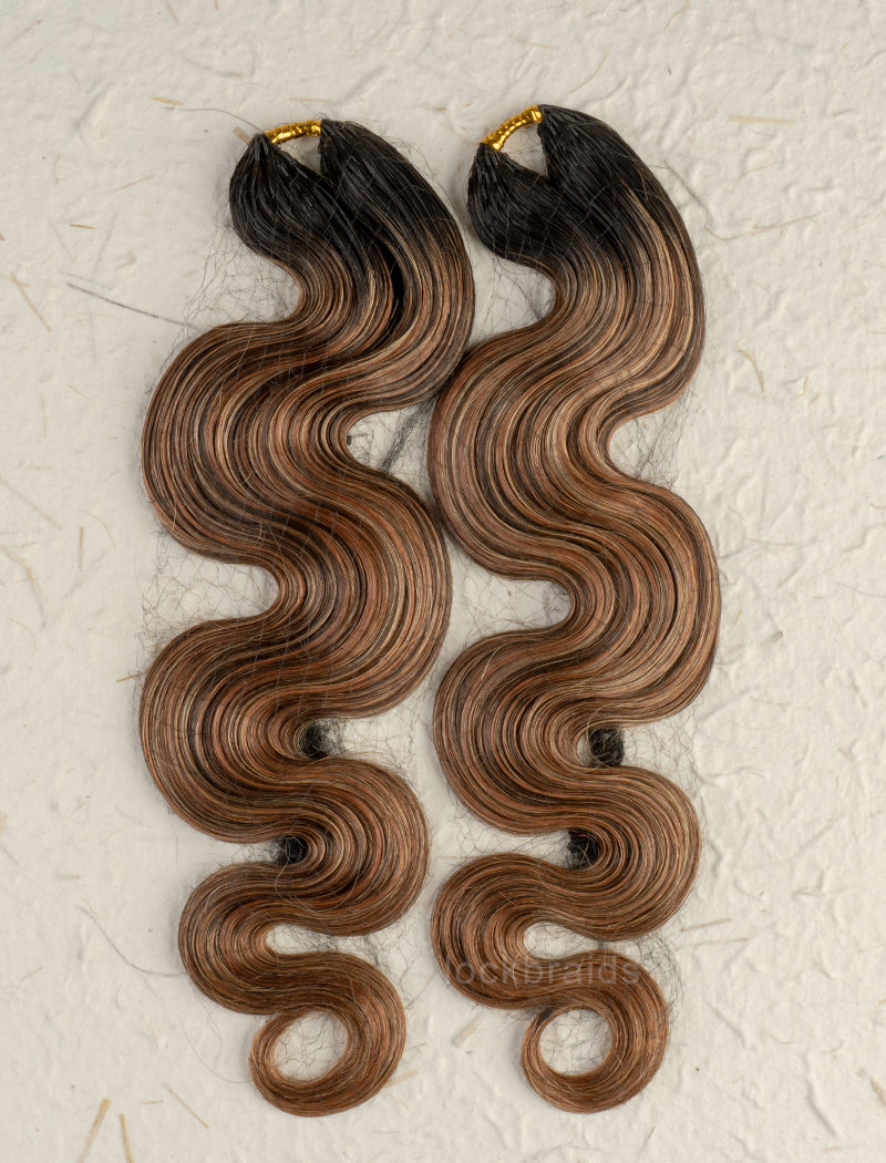 Lockbraids Knotless Pre-Separated Feather Crochet Hair Human Hair Body Wave T1B-Mix 4/27/30 Color Blend