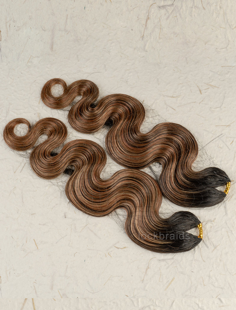 Lockbraids Knotless Pre-Separated Feather Crochet Hair Human Hair Body Wave T1B-Mix 4/27/30 Color Blend