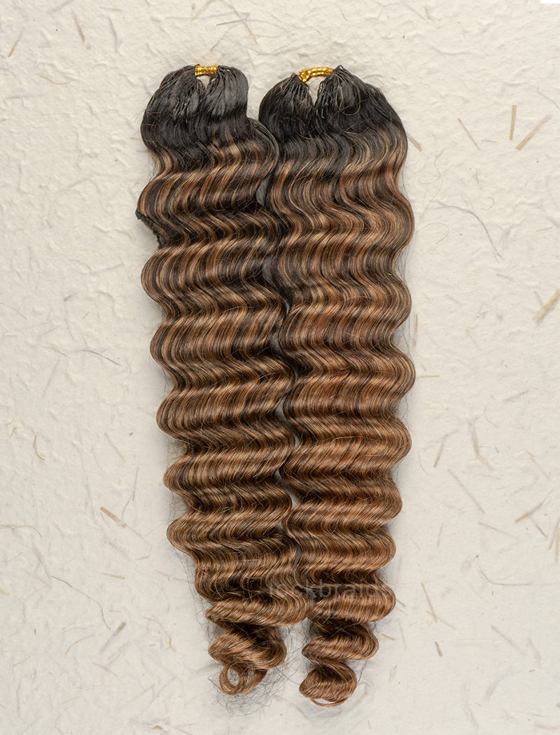 Knotless Pre-Separated Crochet Hair Human Hair Deep Wave T1B-Mix 4/27/30 Color Blend