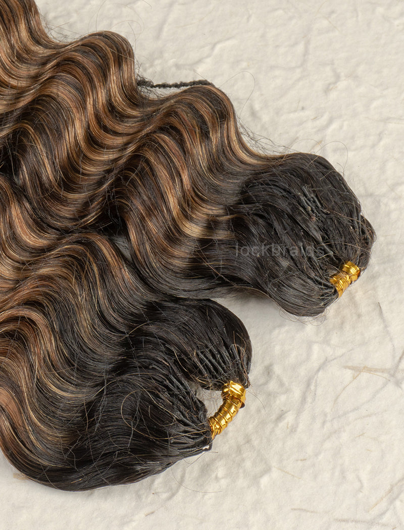 Knotless Pre-Separated Crochet Hair Human Hair Deep Wave T1B-Mix 4/27/30 Color Blend