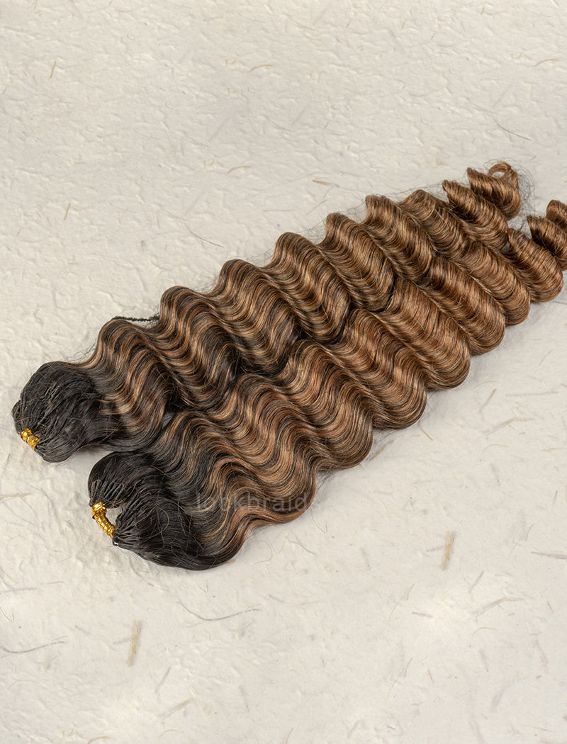 Knotless Pre-Separated Crochet Hair Human Hair Deep Wave T1B-Mix 4/27/30 Color Blend