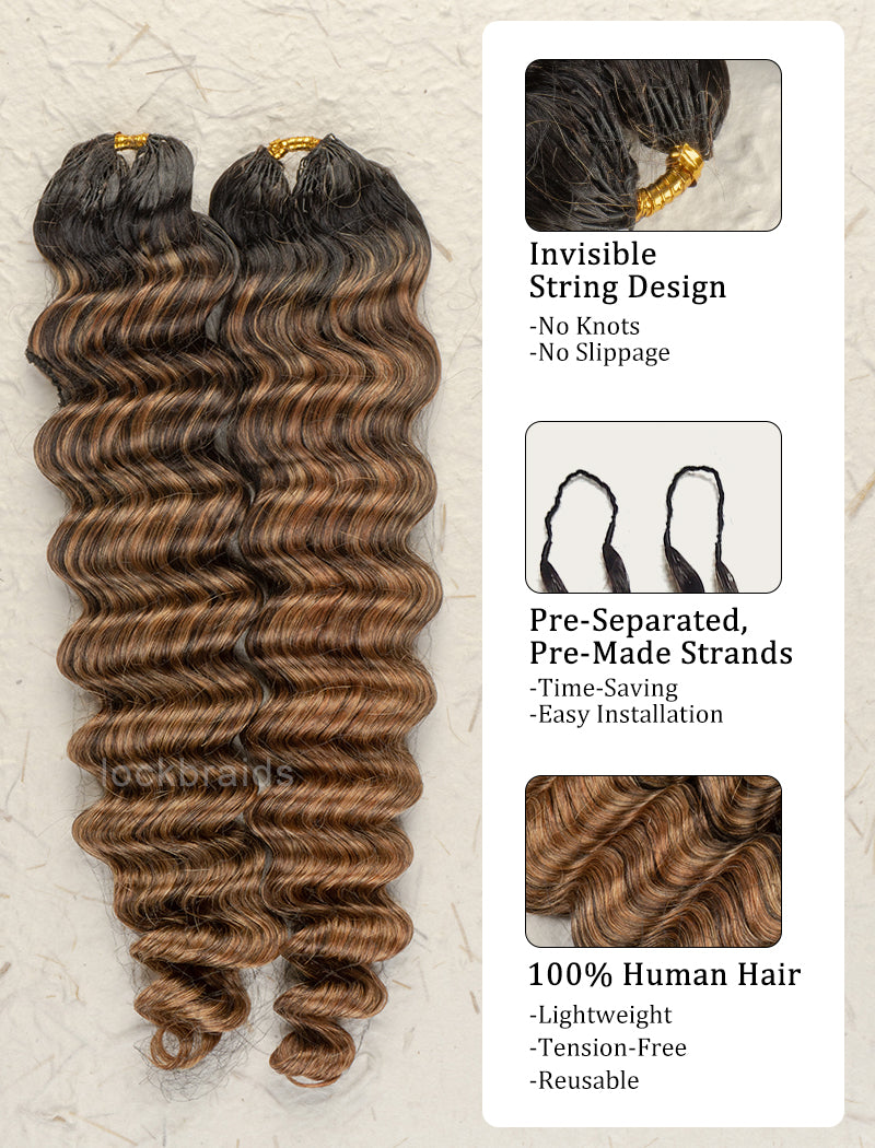 Knotless Pre-Separated Crochet Hair Human Hair Deep Wave T1B-Mix 4/27/30 Color Blend