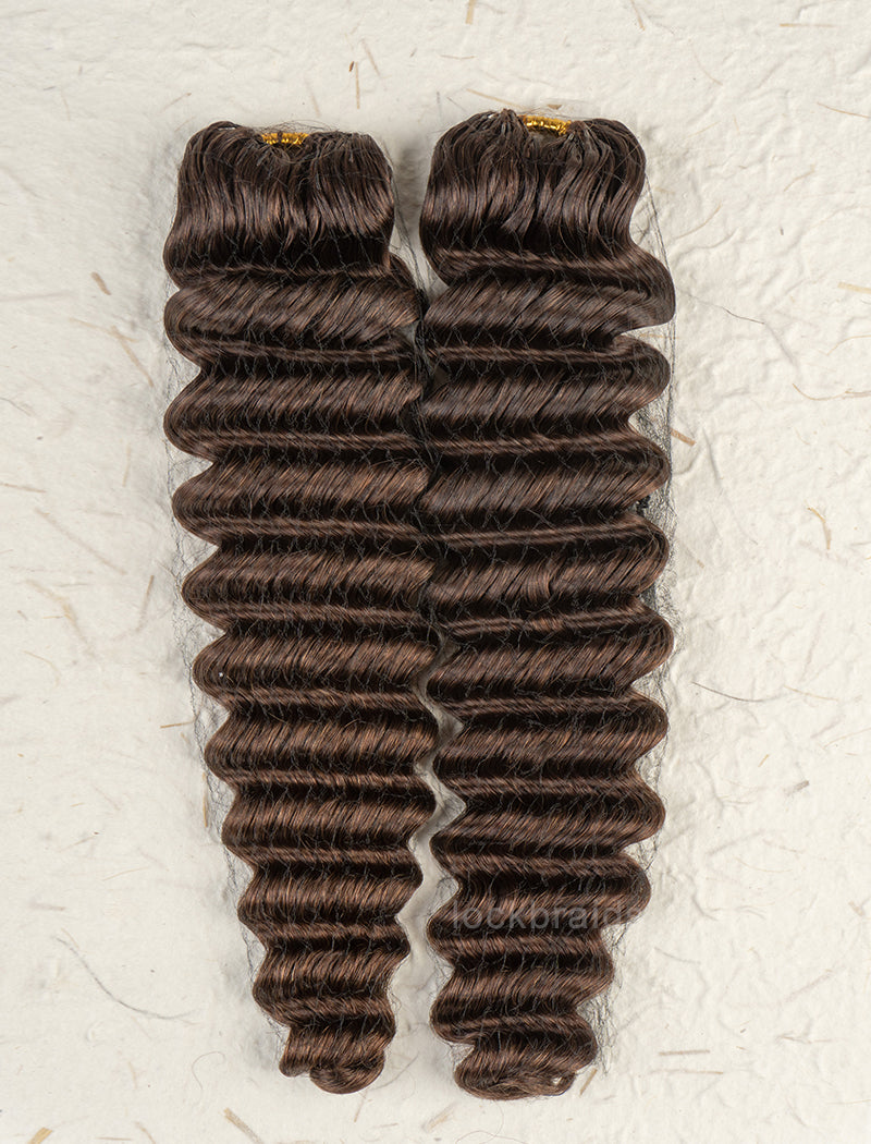 Knotless Pre-Separated Crochet Hair Human Hair Deep Wave Medium Brown Color #4