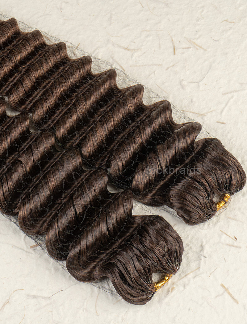 Knotless Pre-Separated Crochet Hair Human Hair Deep Wave Medium Brown Color #4