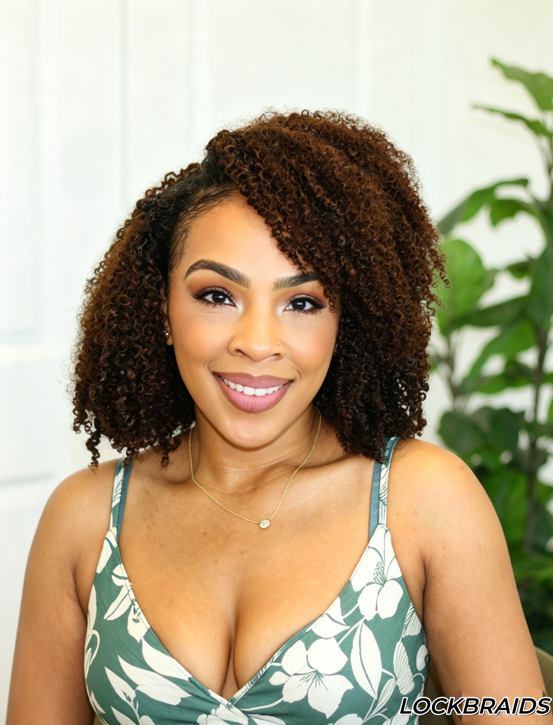 Lockbraids Knotless Pre-Separated Feather Crochet Hair Human Hair Kinky Curly T1B/4 Ombre Color With Dark Roots