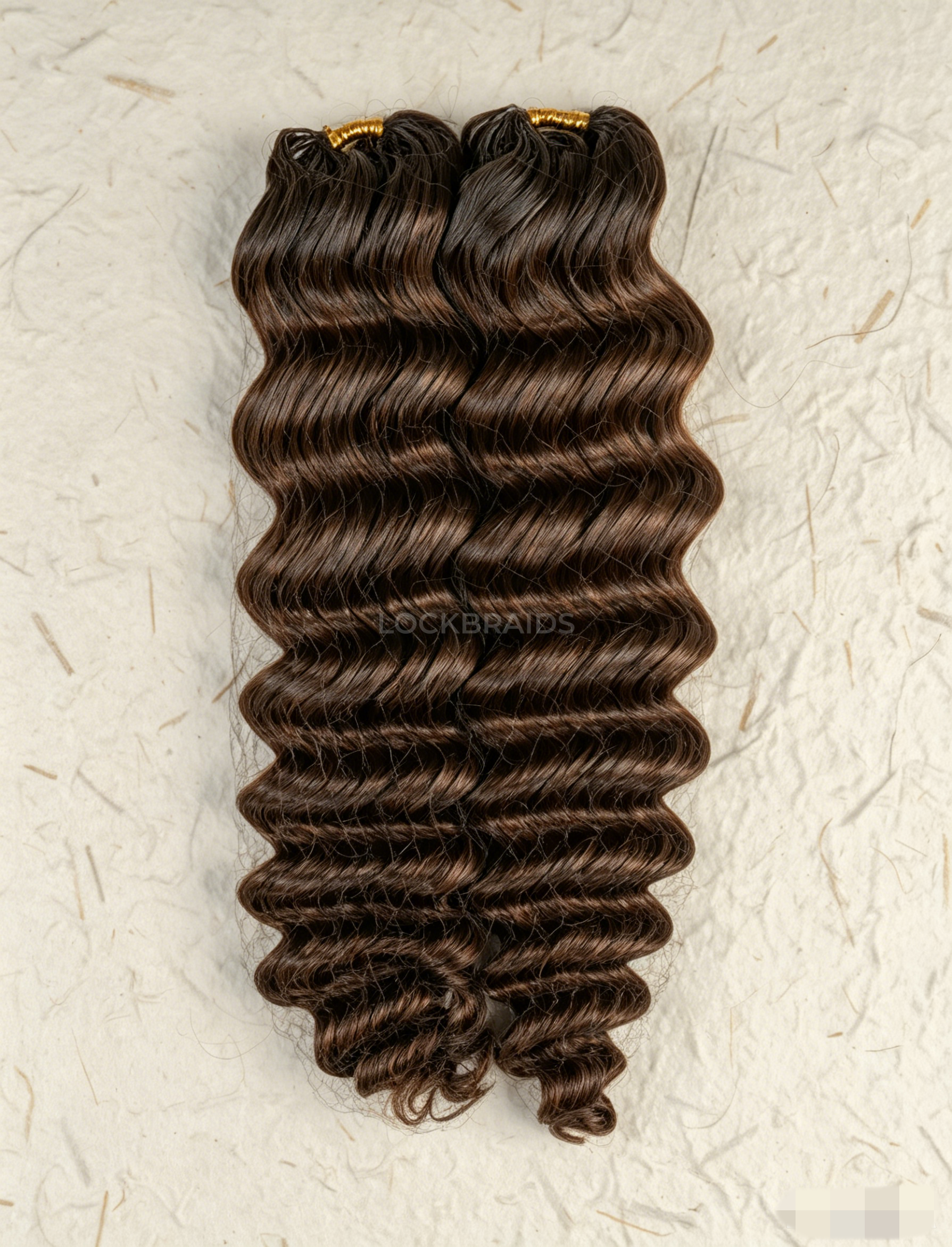 Lockbraids Knotless Pre-Separated Feather Crochet Hair Human Hair Deep Wave Medium Brown Color T1B/4