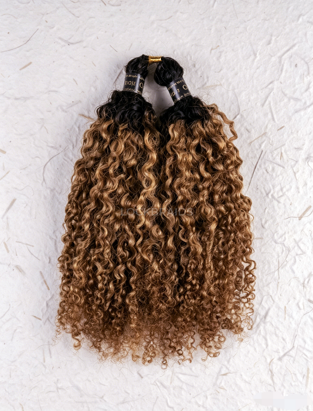 Lockbraids Knotless Pre-Separated Feather Crochet Hair Human Hair Kinky Curly Light Brown Color T1B/30