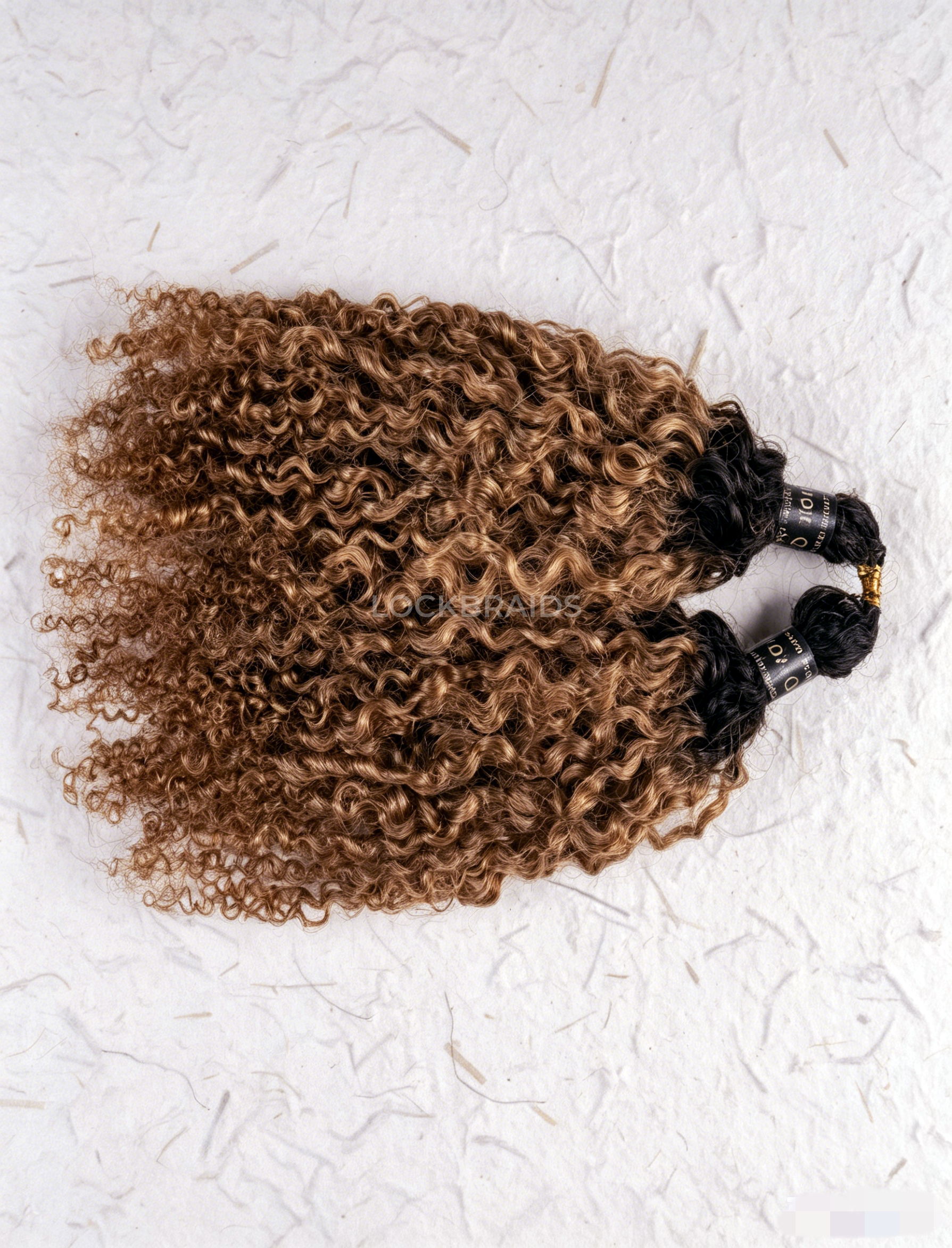 Lockbraids Knotless Pre-Separated Feather Crochet Hair Human Hair Kinky Curly Light Brown Color T1B/30