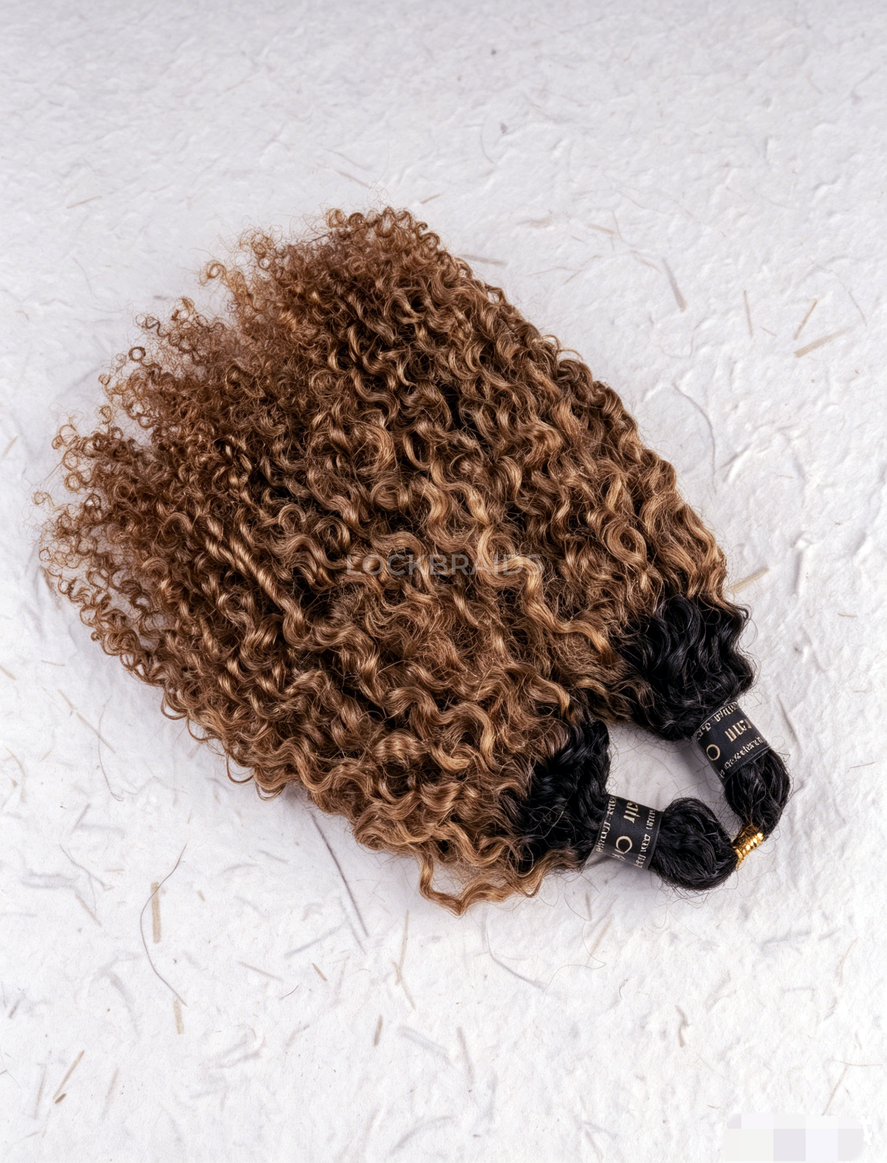 Lockbraids Knotless Pre-Separated Feather Crochet Hair Human Hair Kinky Curly Light Brown Color T1B/30