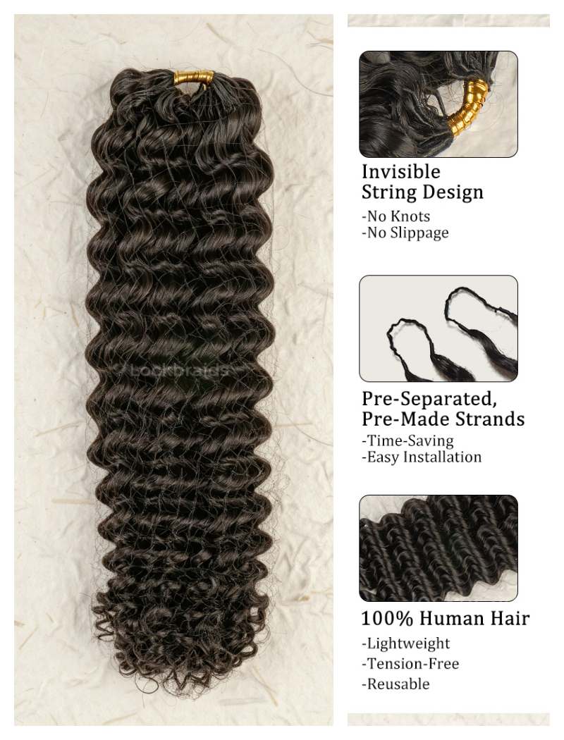 Lockbraids Knotless Pre-Separated Feather Crochet Hair Human Hair Water Wave