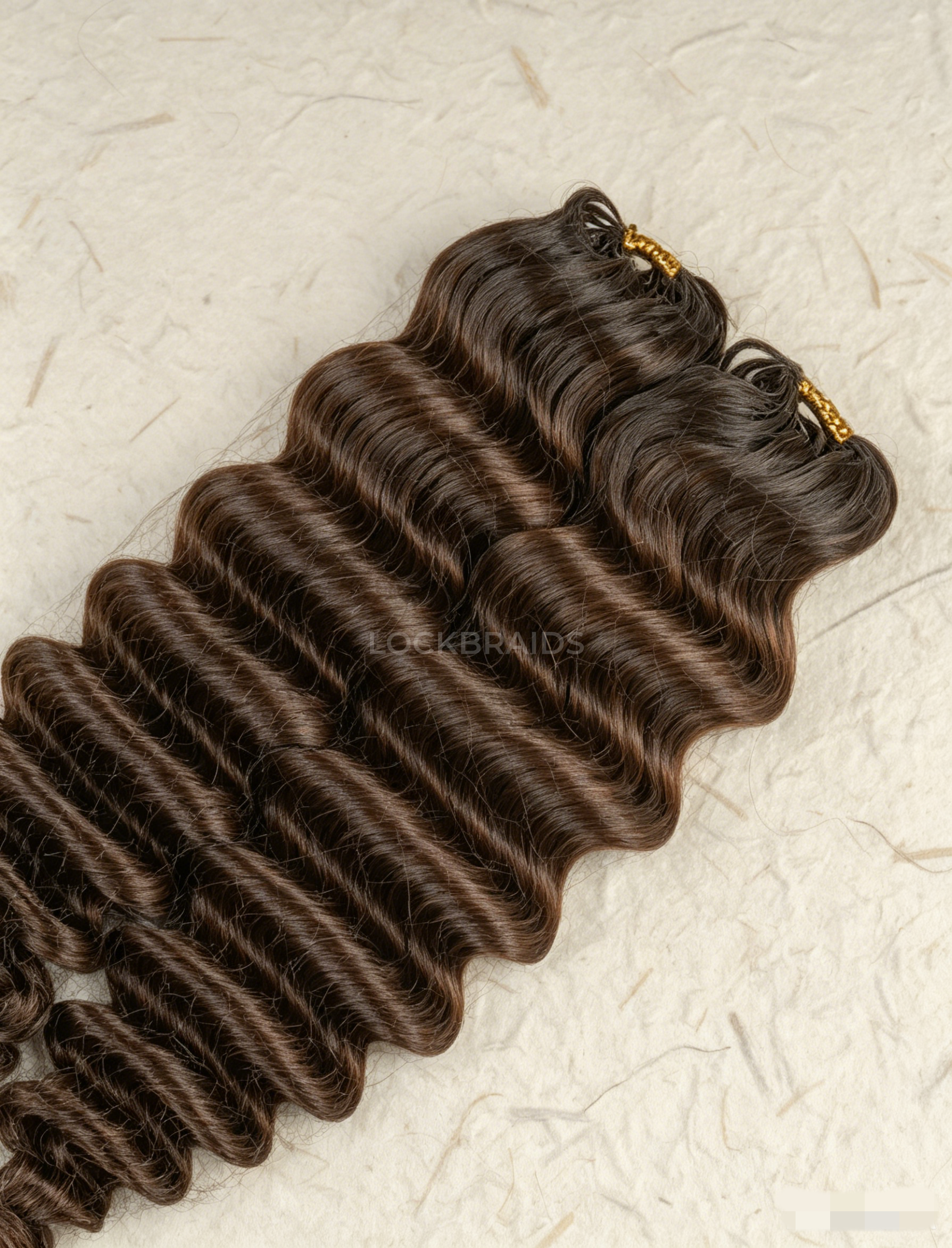 Lockbraids Knotless Pre-Separated Feather Crochet Hair Human Hair Deep Wave Medium Brown Color T1B/4