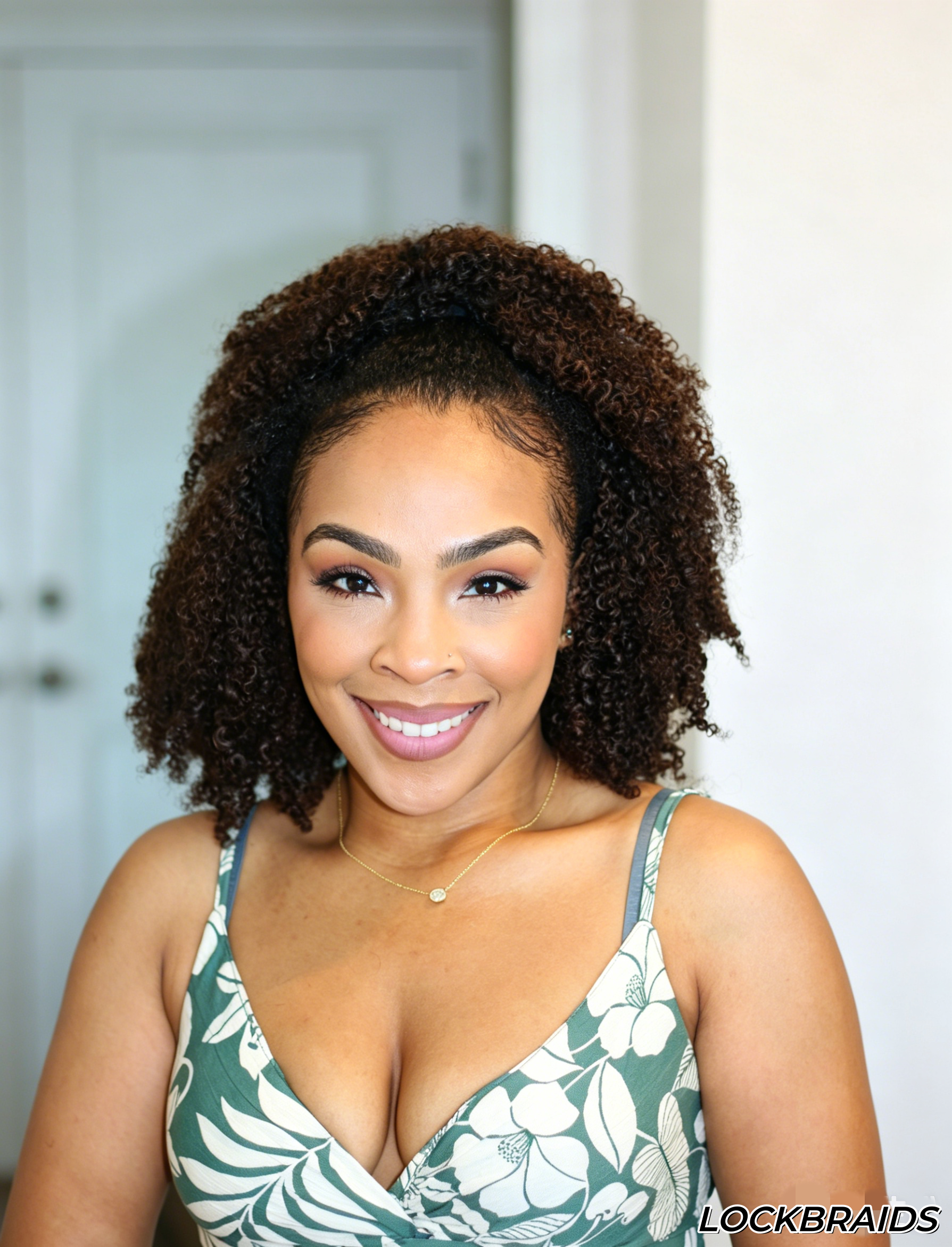 Lockbraids Knotless Pre-Separated Feather Crochet Hair Human Hair Kinky Curly T1B/4 Ombre Color With Dark Roots