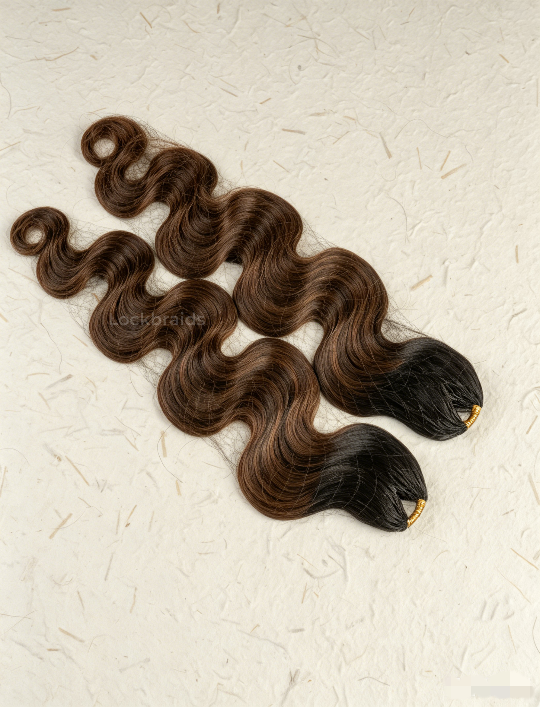 Lockbraids Knotless Pre-Separated Feather Crochet Hair Human Hair Body Wave Medium Brown Color T1B/4 CH029