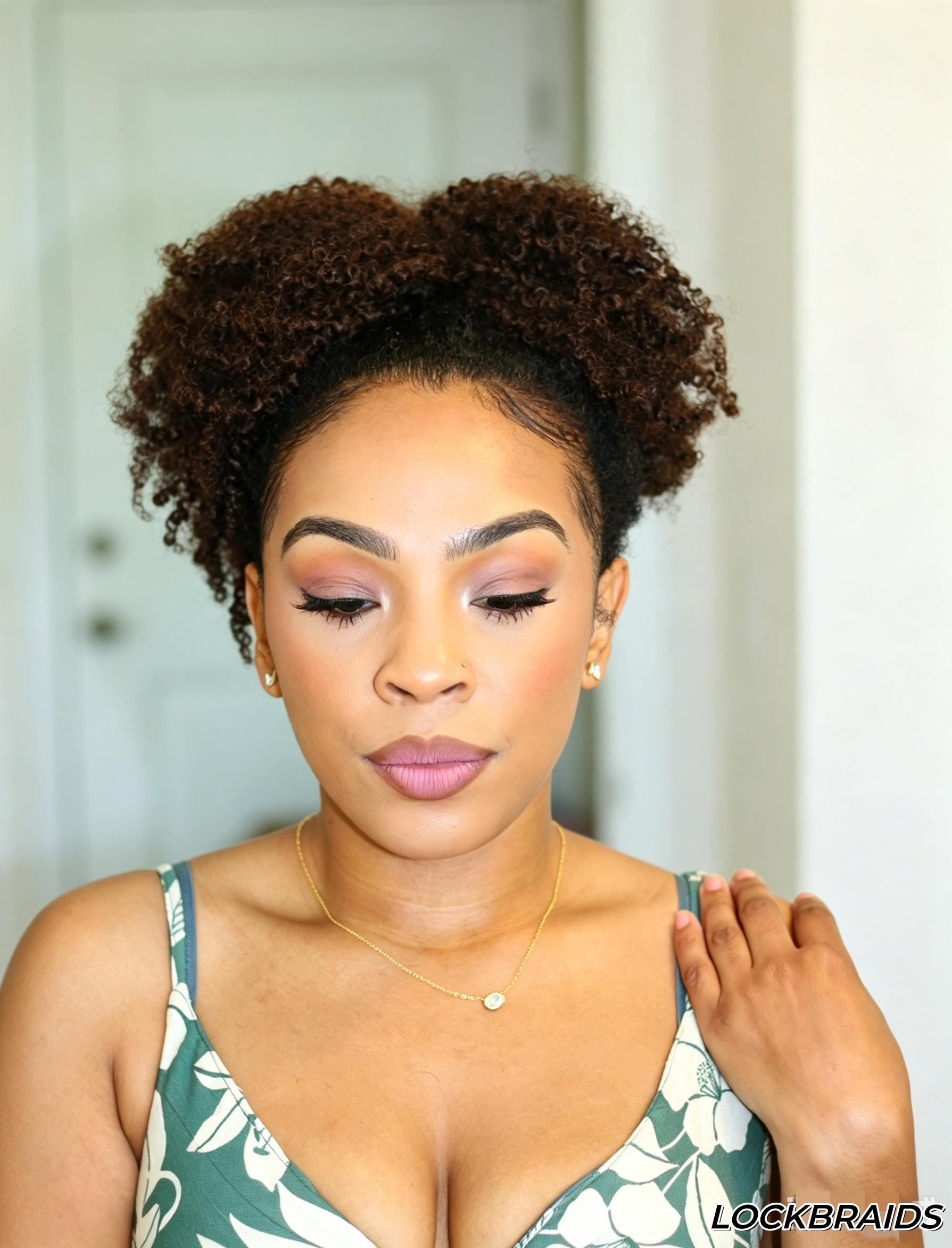 Lockbraids Knotless Pre-Separated Feather Crochet Hair Human Hair Kinky Curly T1B/4 Ombre Color With Dark Roots
