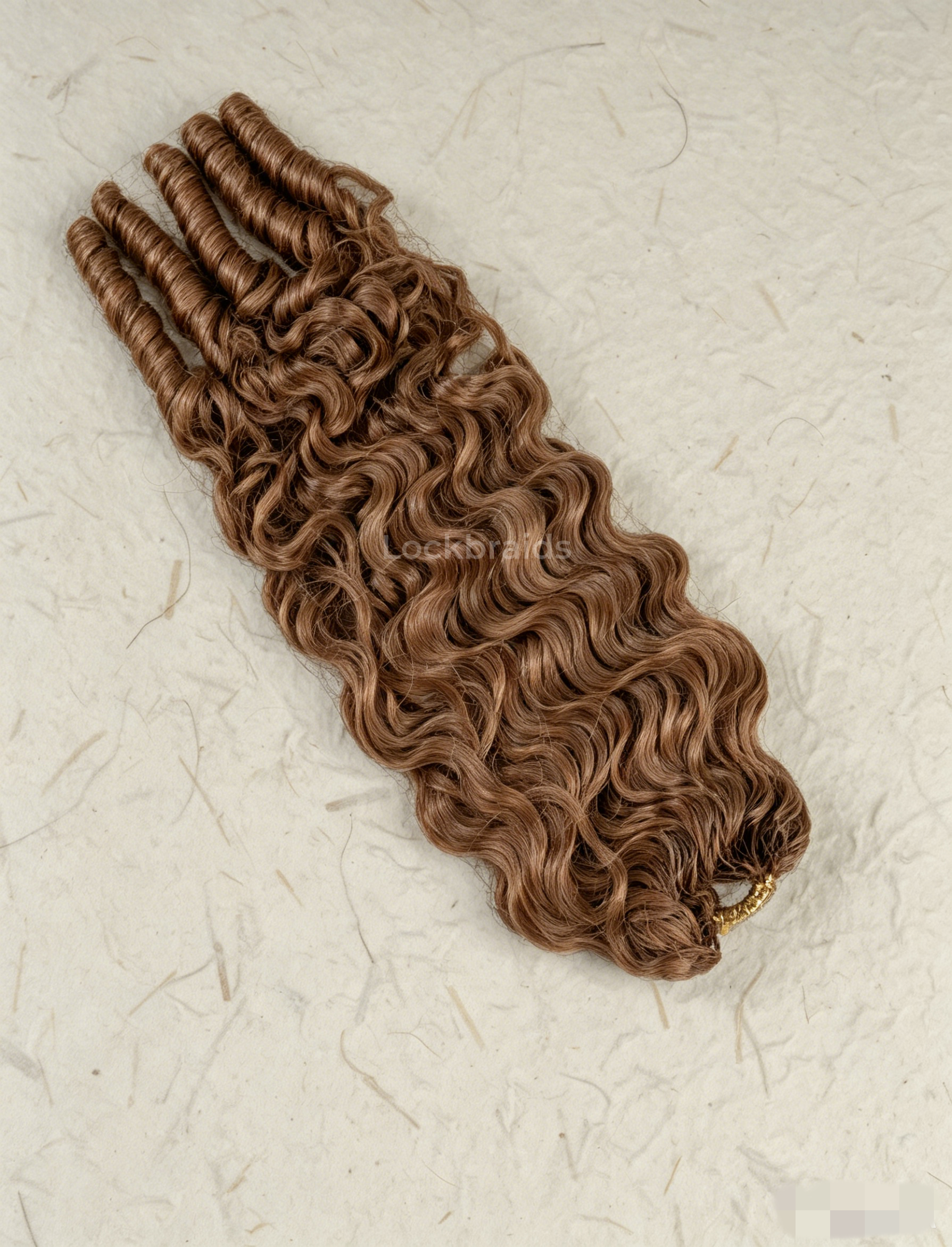 Lockbraids Knotless Pre-Separated Feather Crochet Hair Human Hair Burmese Curly Brown Color 30
