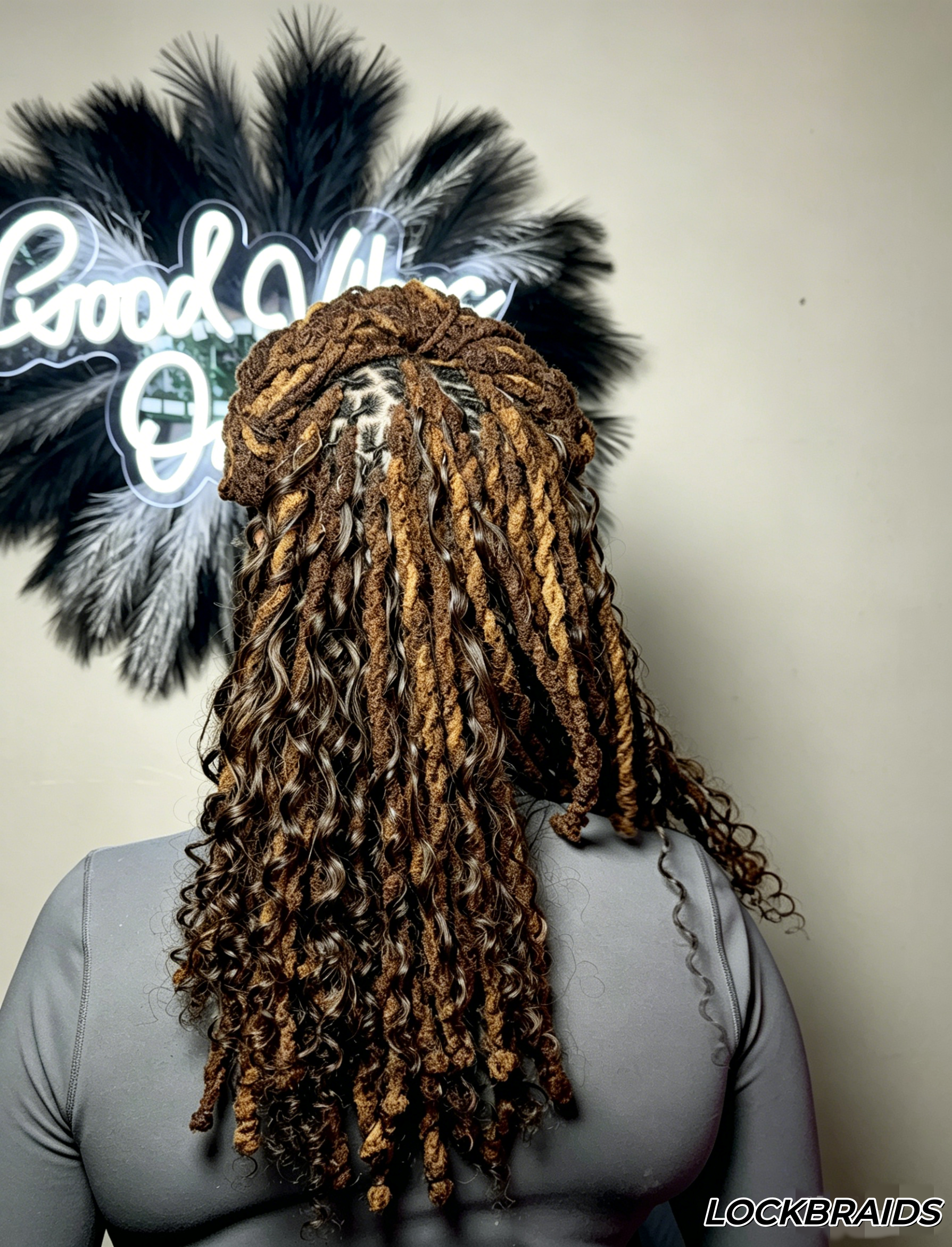 Lockbraids Knotless Pre-Separated Feather Crochet Hair Human Hair Deep Wave Medium Brown Color #4