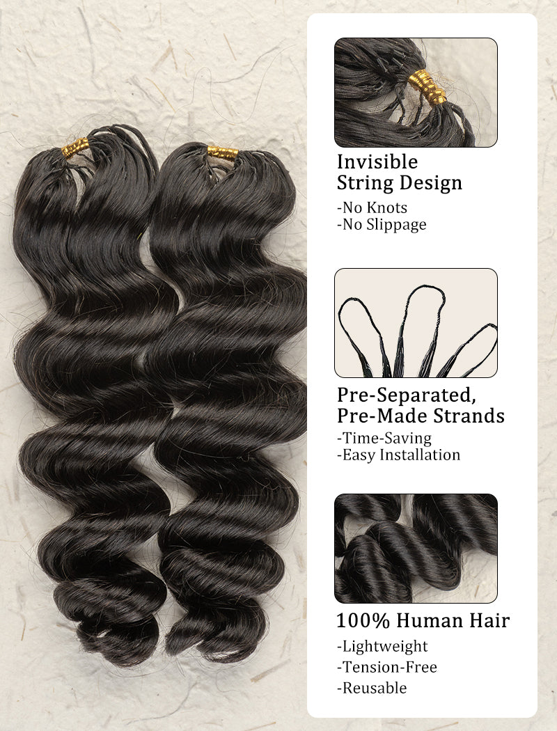 Knotless Pre-Separated Crochet Hair Human Hair Loose Deep Wave