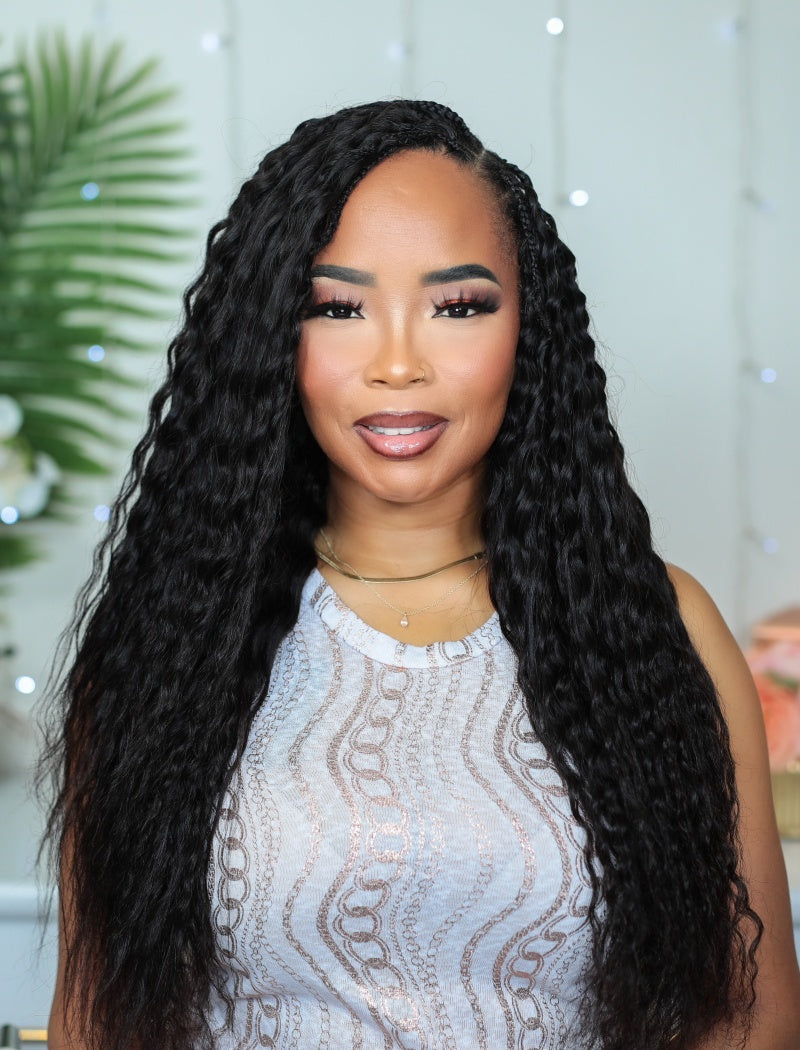 Lockbraids Knotless Pre-Separated Feather Crochet Hair Human Hair Wet and Wavy