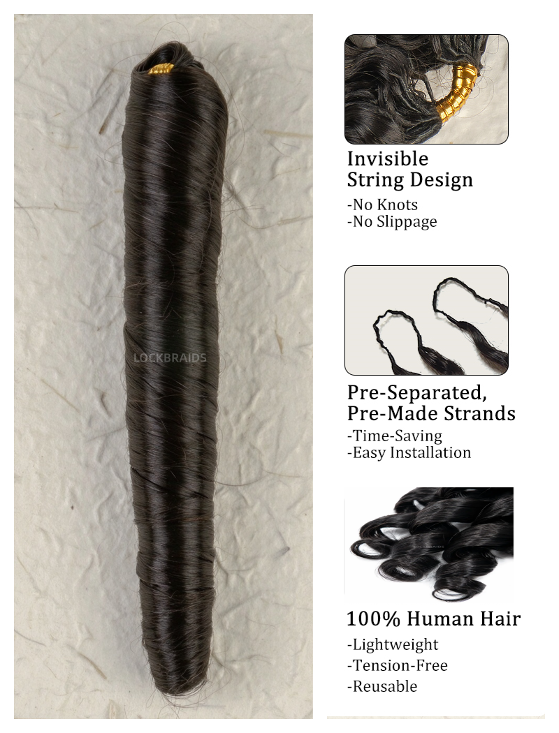 Lockbraids Knotless Pre-Separated Crochet Hair Human Hair French Curl