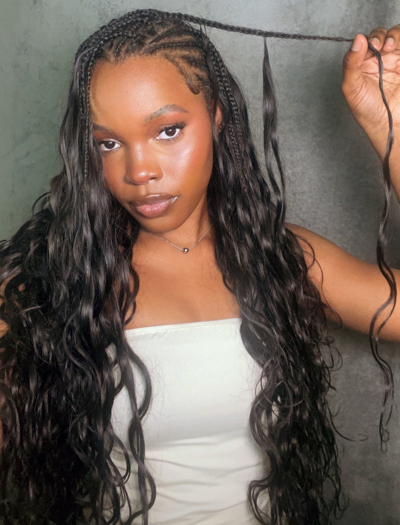 Lockbraids Knotless Pre-Separated Feather Crochet Hair Human Hair Body Wave