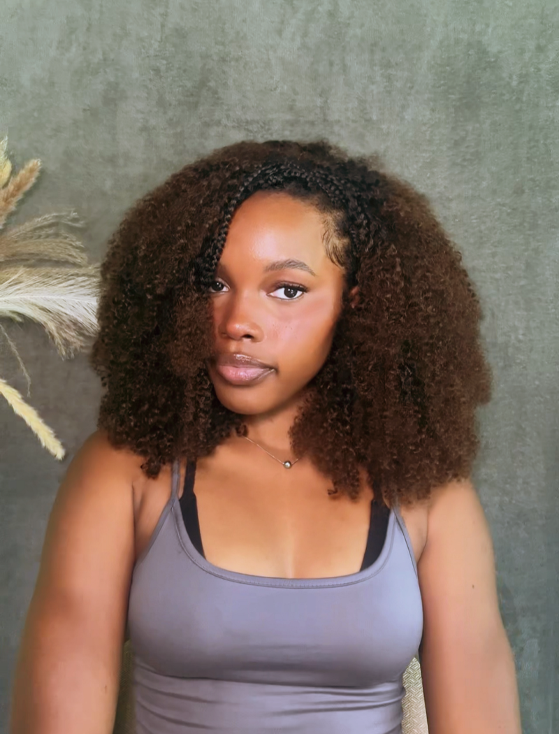 Lockbraids Knotless Pre-Separated Feather Crochet Hair Human Hair Kinky Curly T1B/4 Ombre Color With Dark Roots