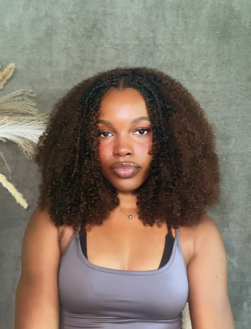 Lockbraids Knotless Pre-Separated Feather Crochet Hair Human Hair Kinky Curly T1B/4 Ombre Color With Dark Roots