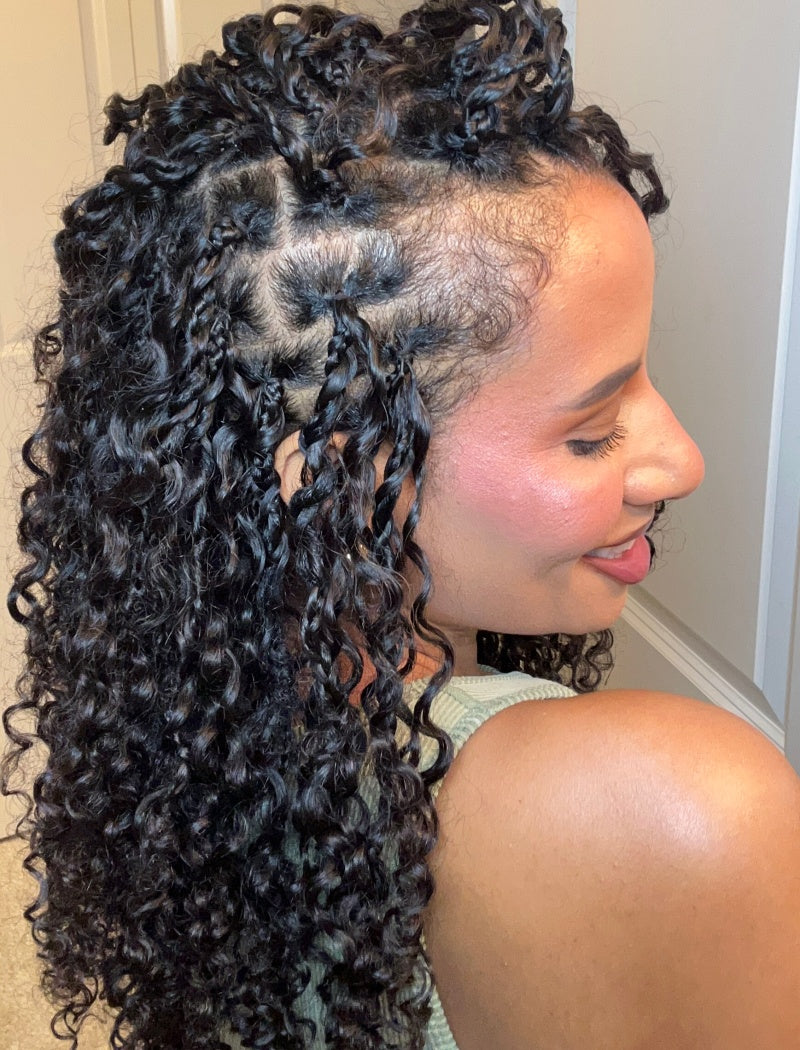 Lockbraids Knotless Pre-Separated Feather Crochet Hair Human Hair Water Deep Wave