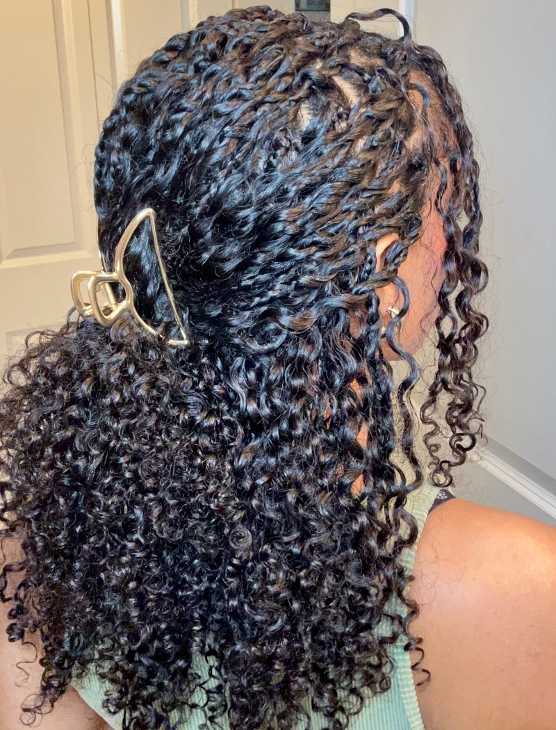 Lockbraids Knotless Pre-Separated Feather Crochet Hair Human Hair Water Deep Wave