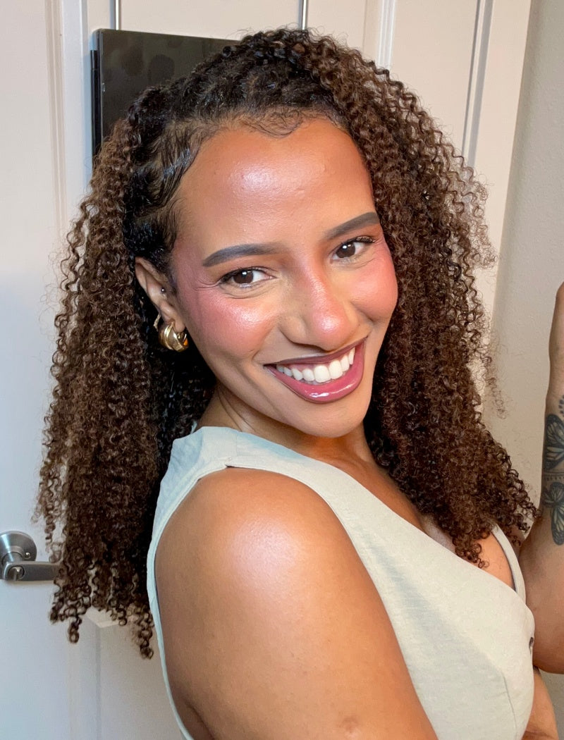 Lockbraids Knotless Pre-Separated Feather Crochet Hair Human Hair Kinky Curly T1B/4 Ombre Color With Dark Roots