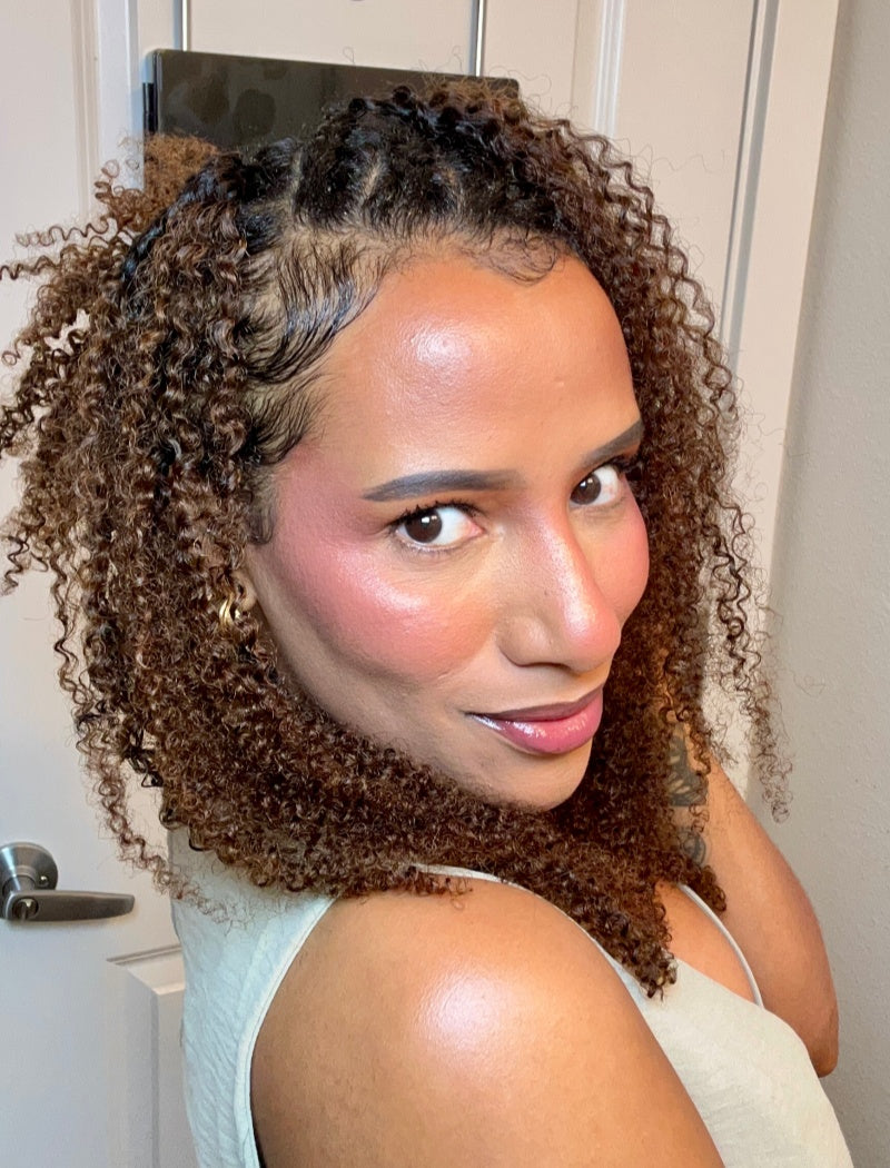 Lockbraids Knotless Pre-Separated Feather Crochet Hair Human Hair Kinky Curly T1B/4 Ombre Color With Dark Roots