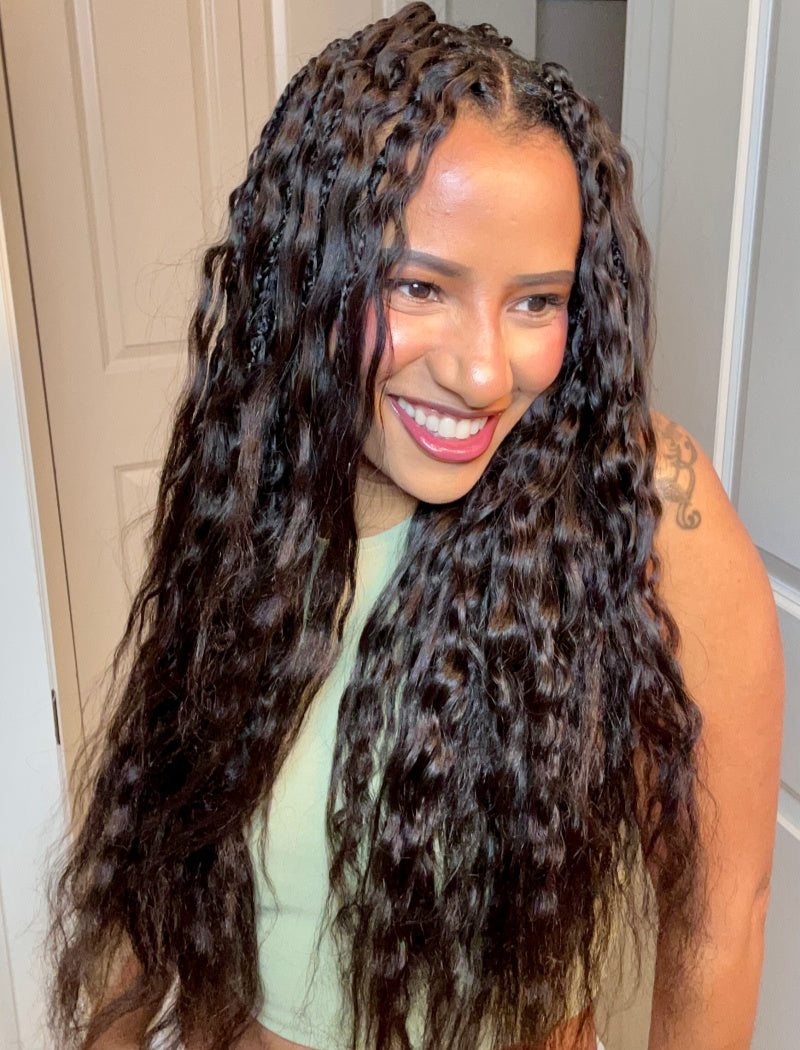 Lockbraids Knotless Pre-Separated Feather Crochet Hair Human Hair Wet and Wavy