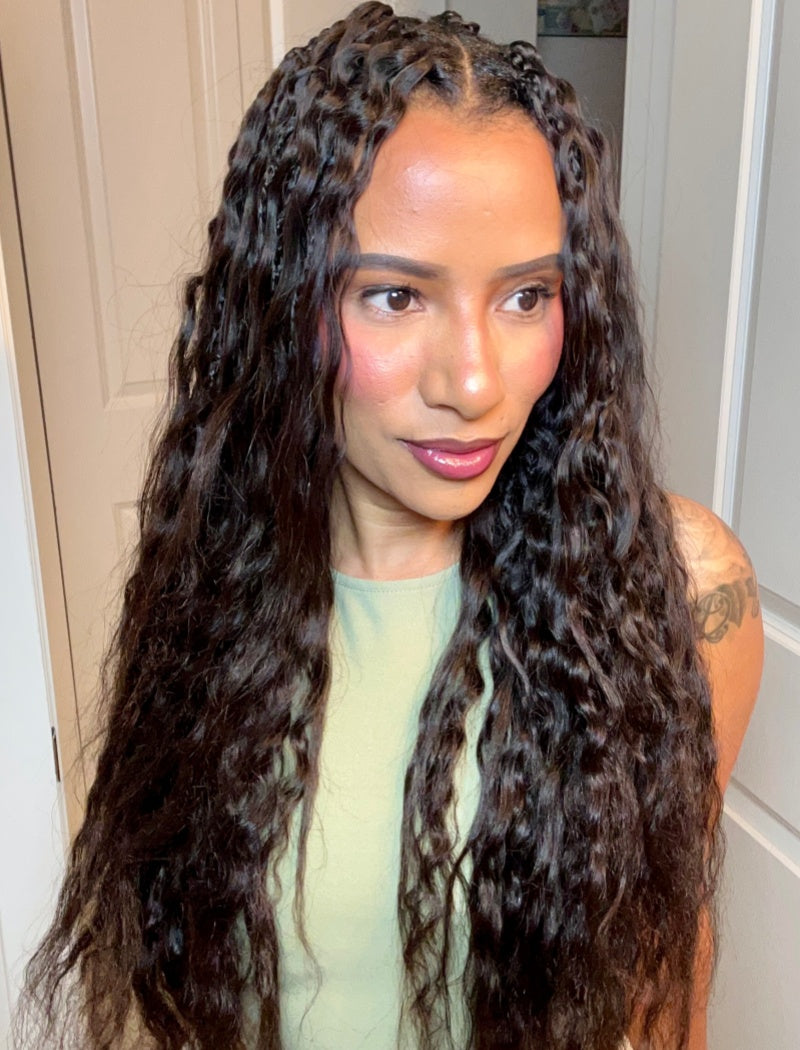 Lockbraids Knotless Pre-Separated Feather Crochet Hair Human Hair Wet and Wavy