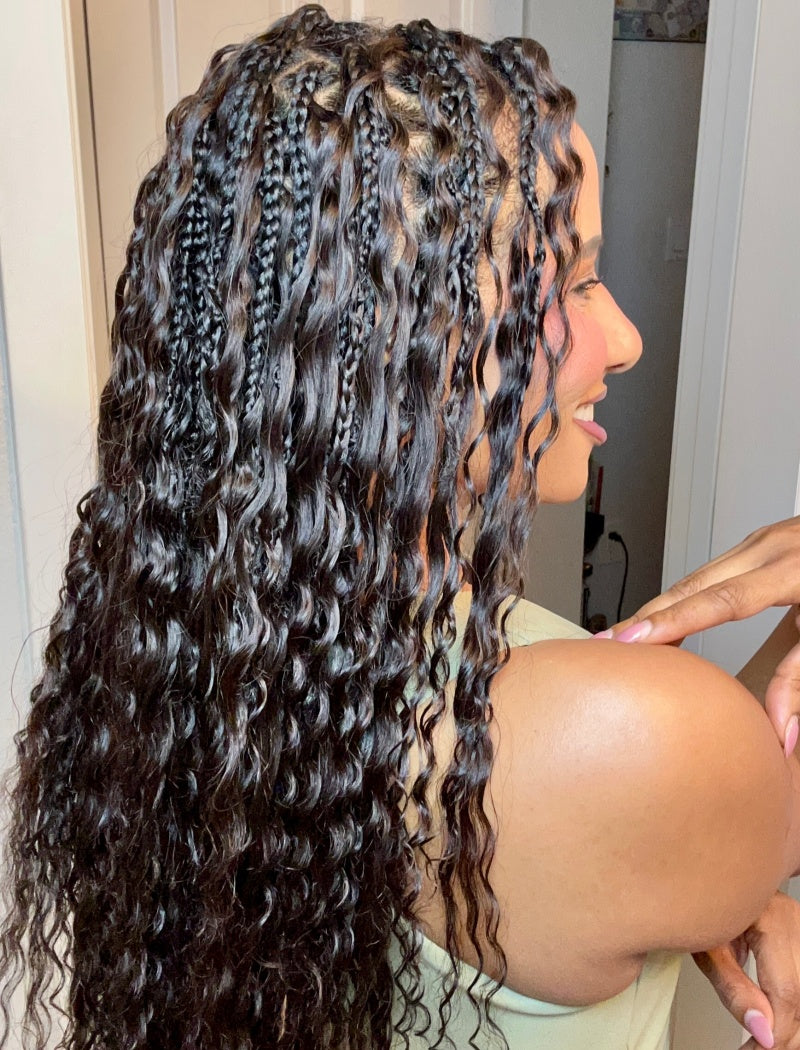 Lockbraids Knotless Pre-Separated Feather Crochet Hair Human Hair Wet and Wavy