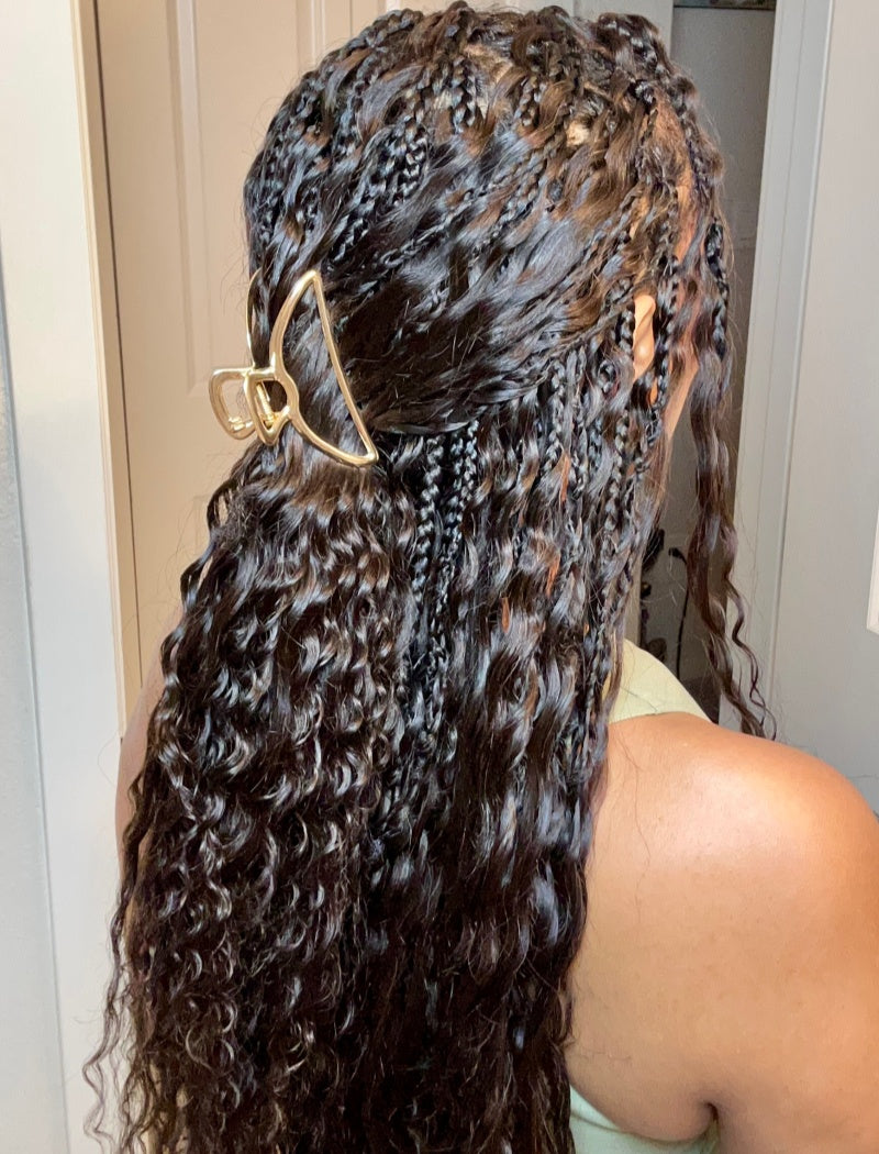 Lockbraids Knotless Pre-Separated Feather Crochet Hair Human Hair Wet and Wavy