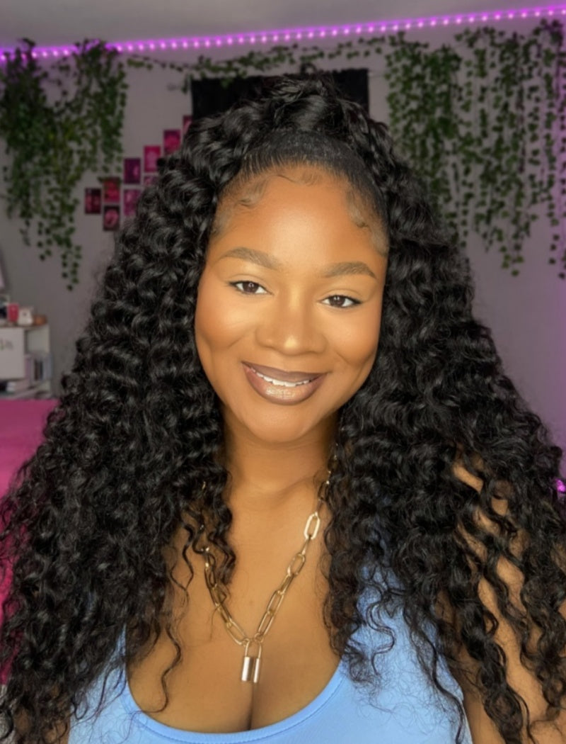 Knotless Pre-Separated Crochet Hair  Human Hair Deep Wave