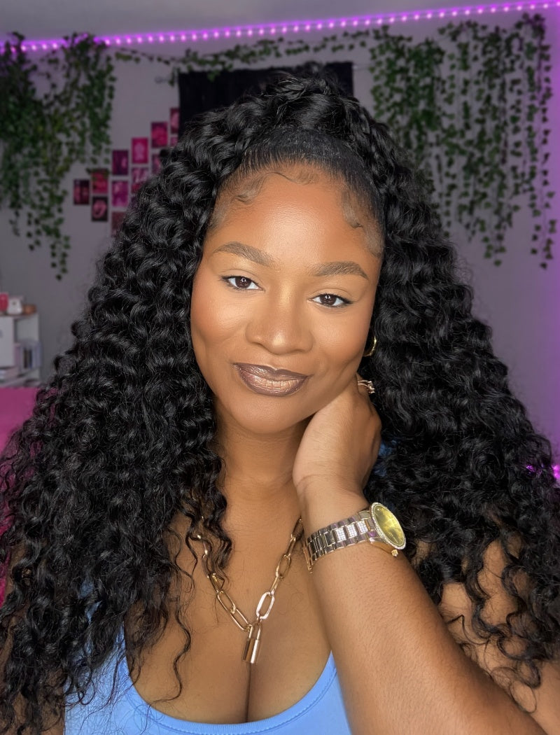 Knotless Pre-Separated Crochet Hair  Human Hair Deep Wave