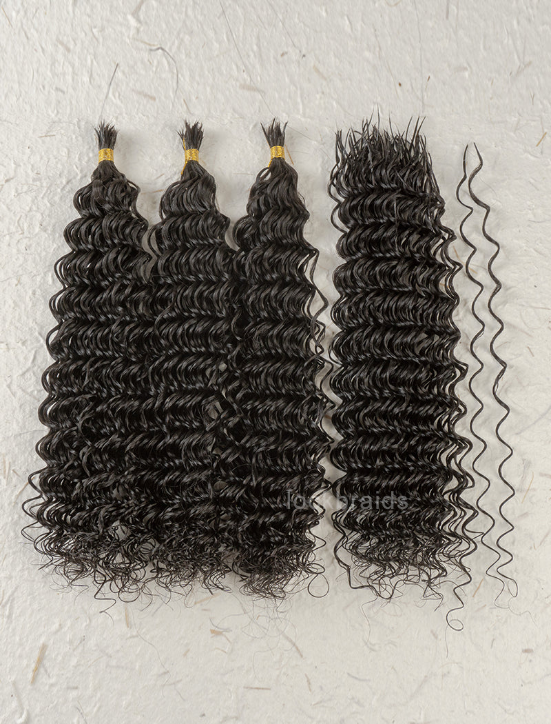 Pre-Divided Deep Curly Bulk Human Hair For Braiding Easy Split Super Double Drawn