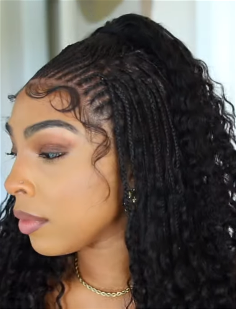 Cornrow Wig Fulani Braids Glueless Hand Tied Human Hair Full Lace Braided Wig