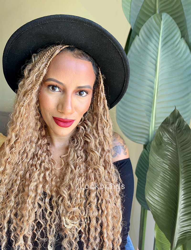 Crochet Boho Box Braids With Human Hair Deep Curls Bulk Hair Extension