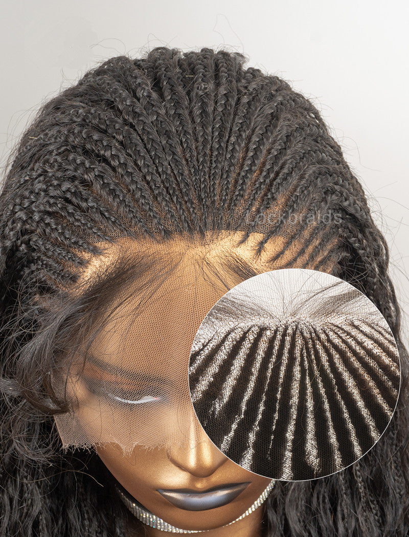 Cornrow Wig Fulani Braids Glueless Hand Tied Human Hair Full Lace Braided Wig