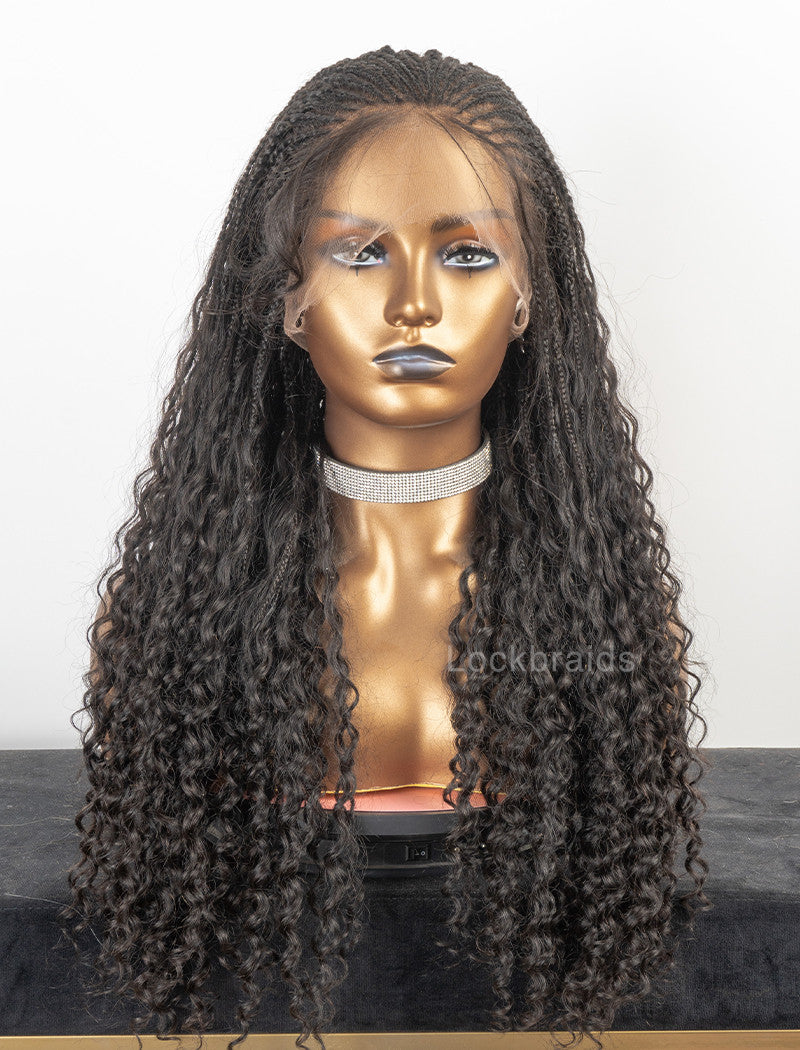 Cornrow Wig Fulani Braids Glueless Hand Tied Human Hair Full Lace Braided Wig