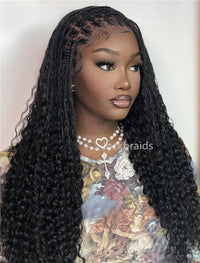 Human Hair Full Lace Braided Wig Glueless Small Boho Knotless Braids W