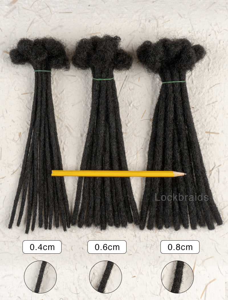 100% Human Hair Handmade Dreadloc Extensions - Natural Black #1b