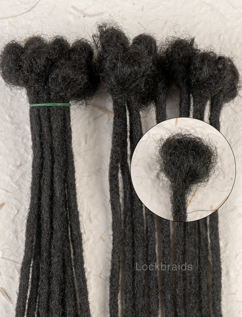 100% Human Hair Handmade Dreadloc Extensions - Natural Black #1b