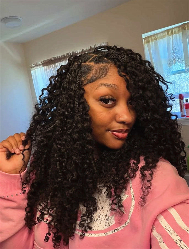 Lockbraids Knotless Pre-Separated Feather Crochet Hair Human Hair Burmese Water Curly